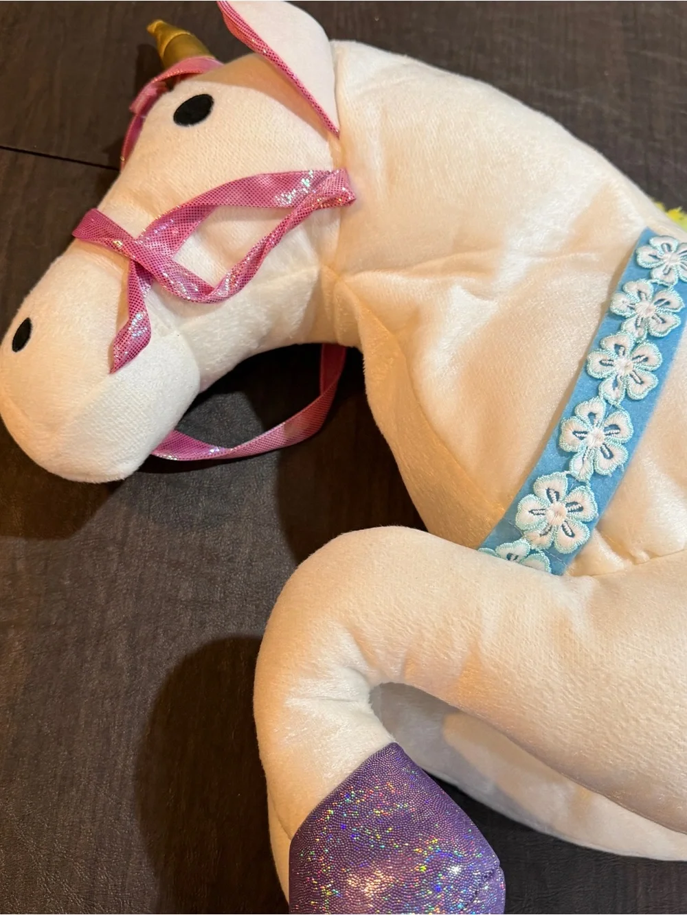 Plush Rainbow Unicorn Costume Boots - White and Multicolor - Picture 3 of 7